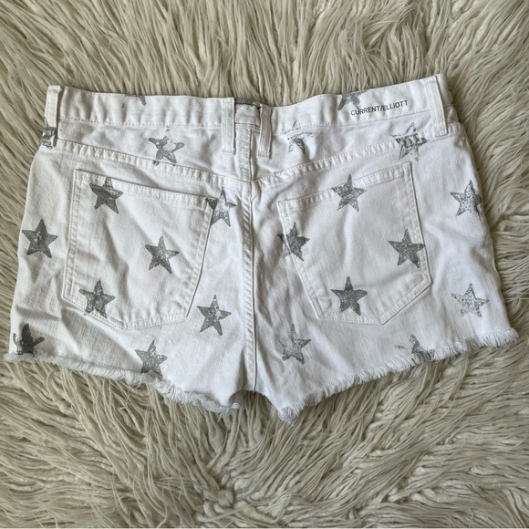 Current/Elliot Sugar Metallic Stars White Stretch Denim Boyfriend Jean Shorts 29 - Picture 3 of 8